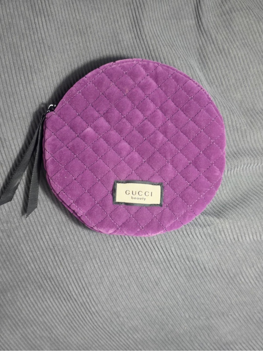 Gucci Purple Quilted Round Cosmetic Case